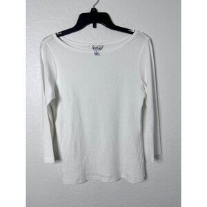 Lilly Pultizer Women's Top Shirt Size M White 3/4 Sleeve Made in Peru